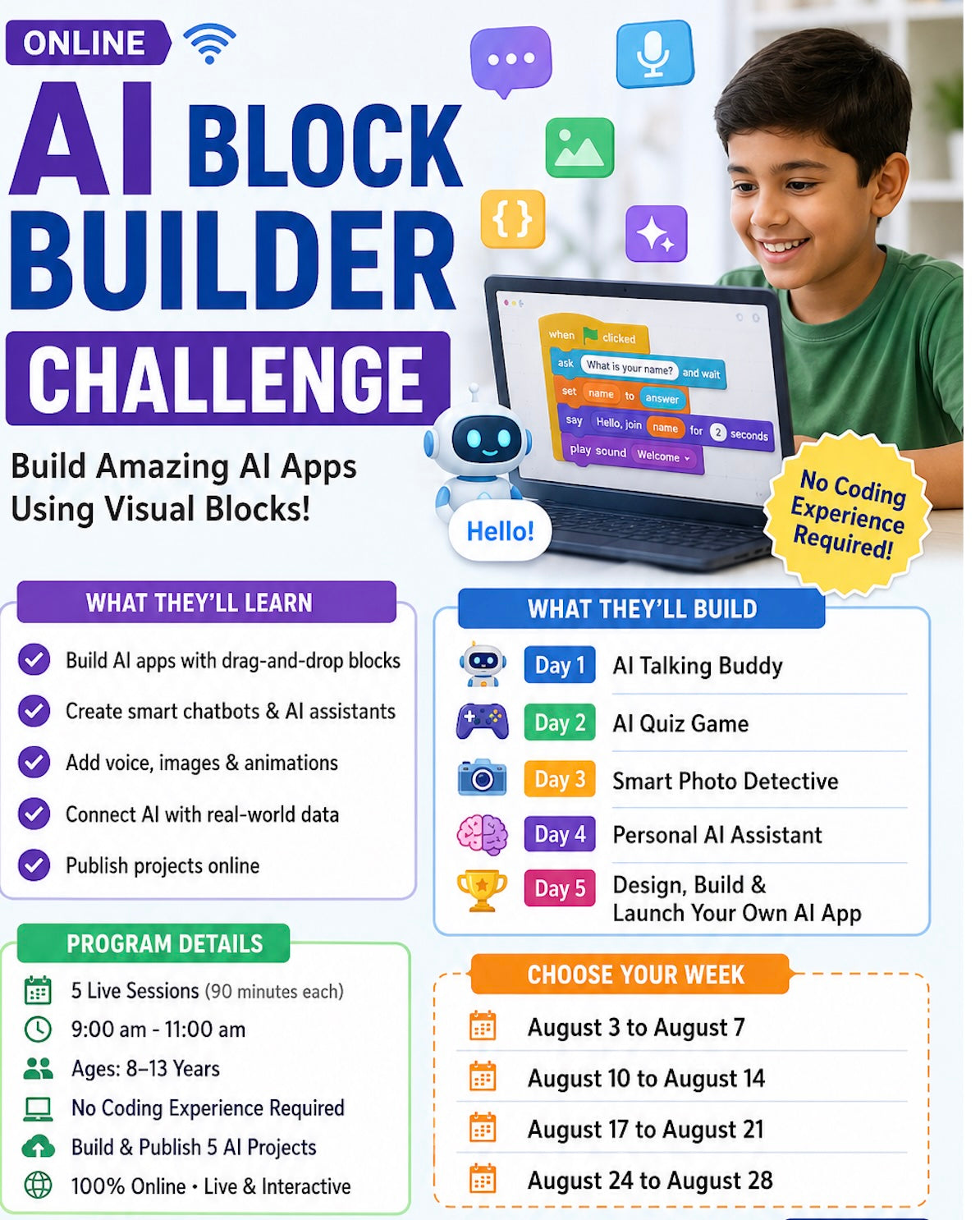 1:1 AI Block Builder World (12 Classes)